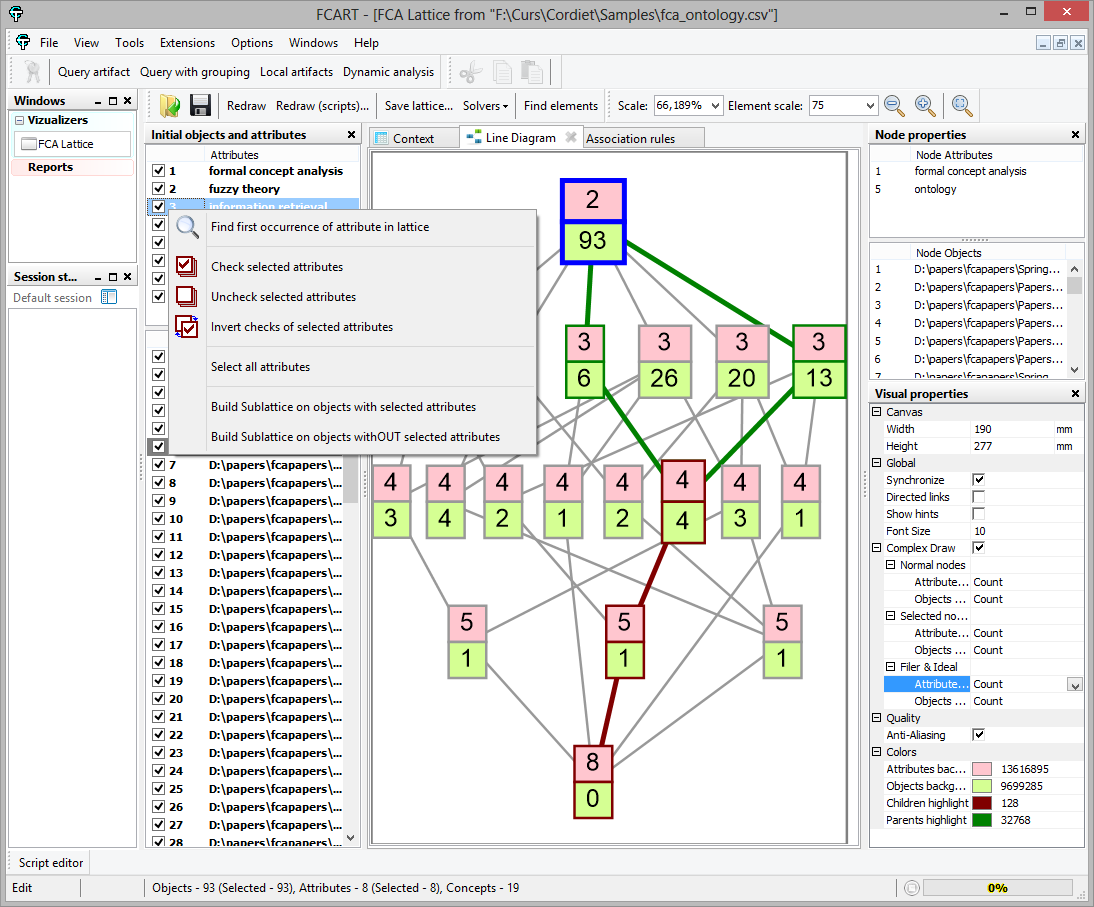 "Attributes" context menu in lattice visualizer