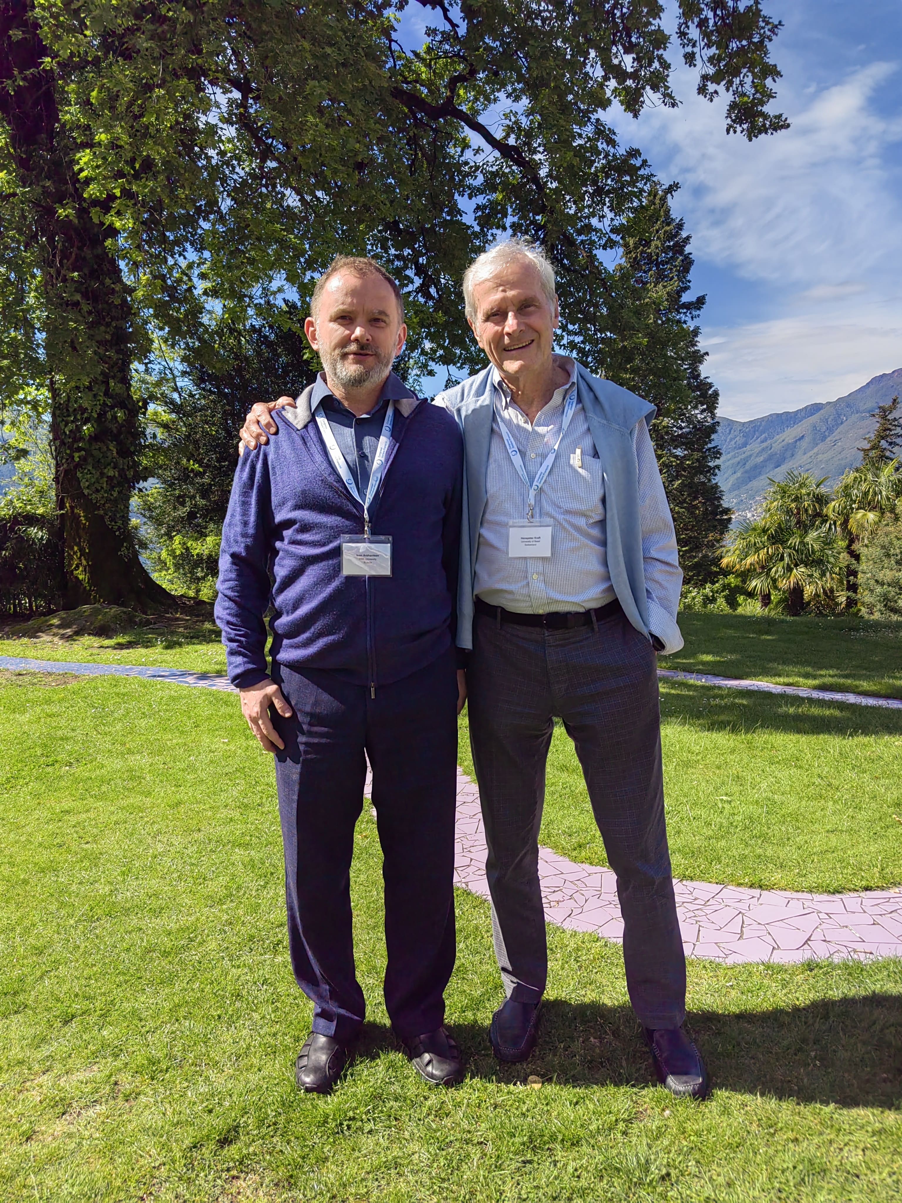 I.Arzhantsev and H.Kraft at the workshop "Algebraic Transformation Groups", Askona, Switzerland, May 2024